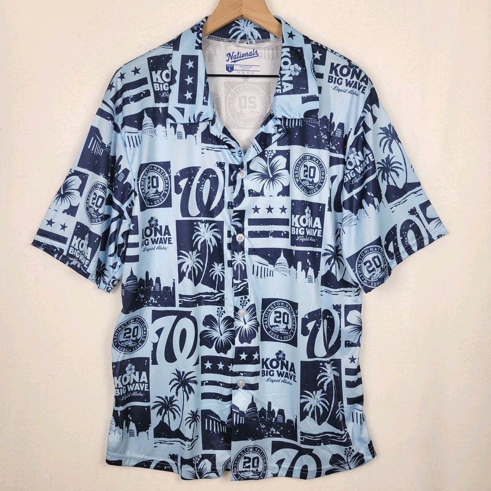 Washington Nationals 20th Anniversary‎ Kona Big Wave Hawaiian Shirt Men's Size L